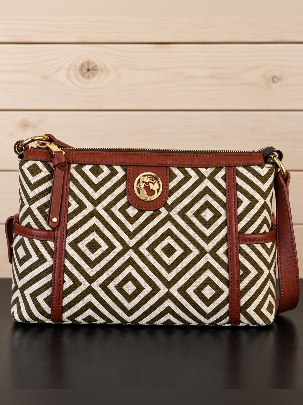 Spartina 449 Olive Geometric Canvas Shoulder Bag